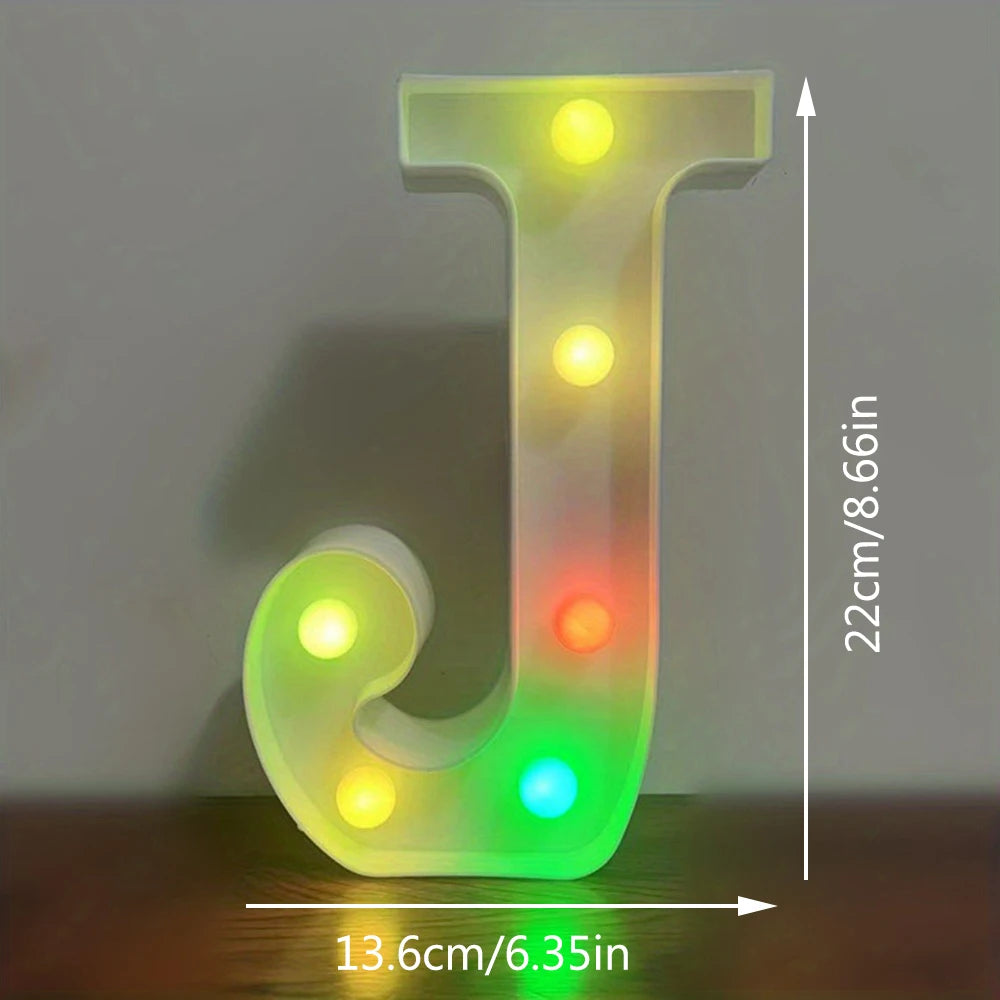 【LED装飾】LEDライト・デコレーションライト(アルファベット/数字)マルチカラー 22cm