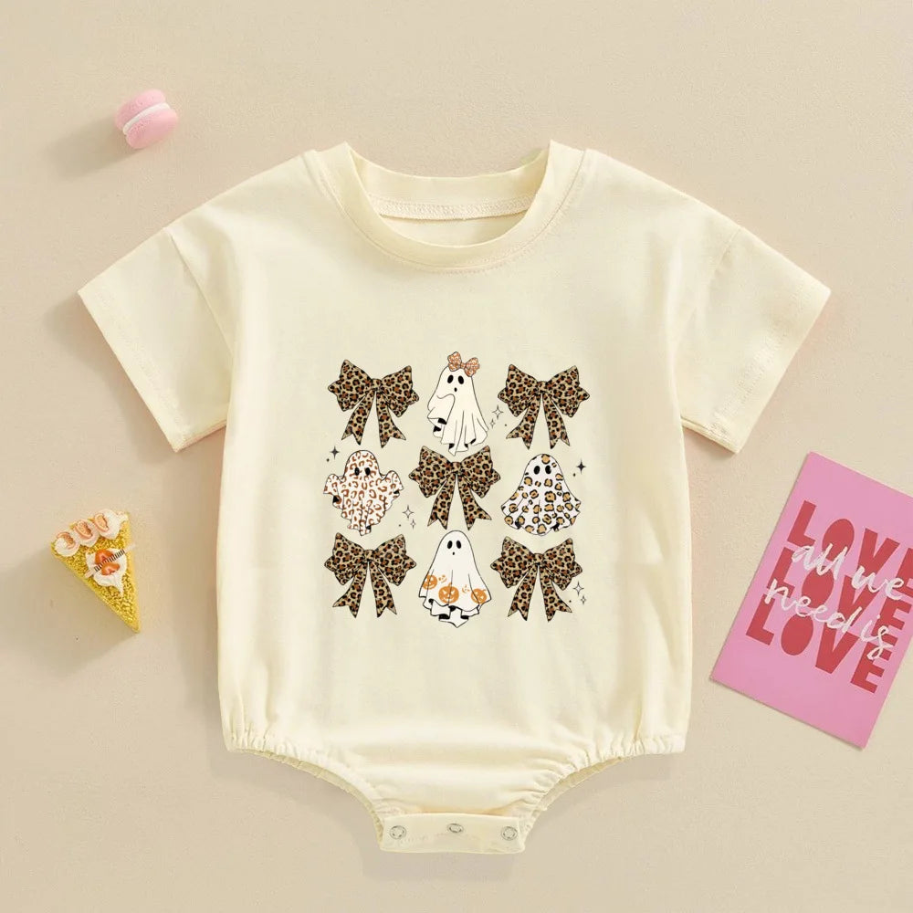 イベント・ハロウィングッズ|ゴースト柄プリント半袖ロンパース(6〜24ヶ月)