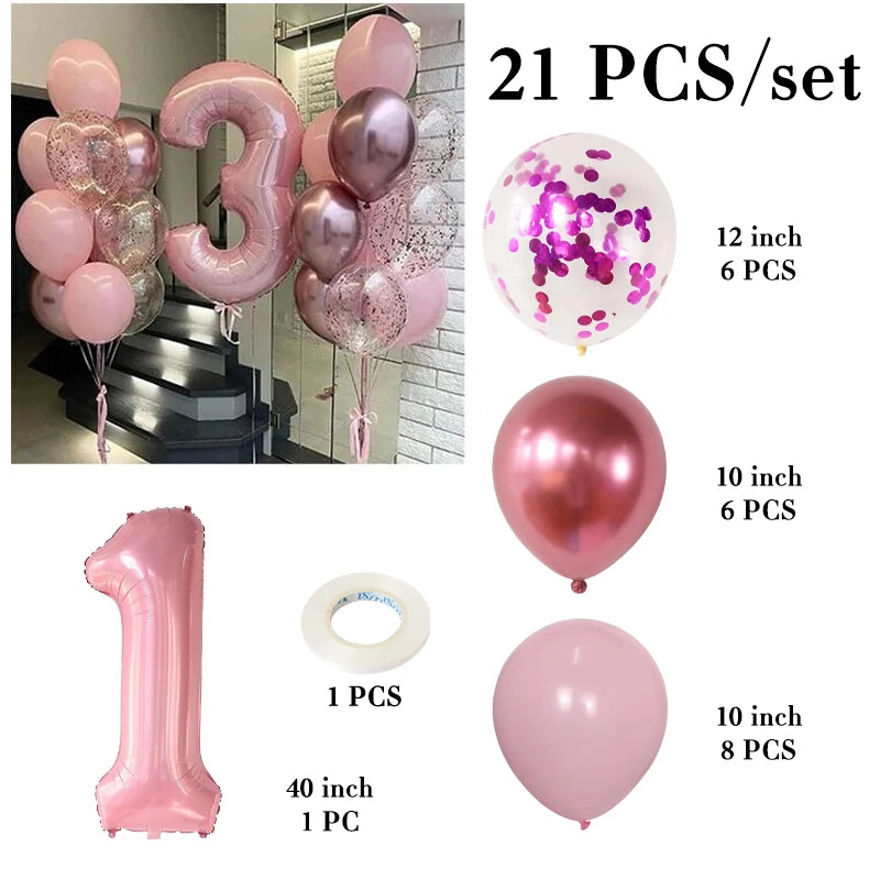イベント・バルーン装飾 |ピンク数字バルーンセット | 21個