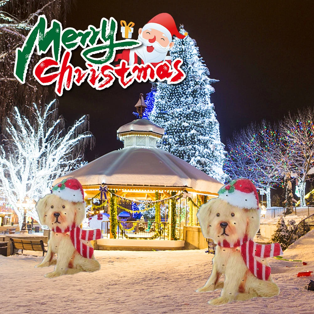 イベント・クリスマス装飾|LEDアクリルプレート型イルミネーション 子犬オーナメント