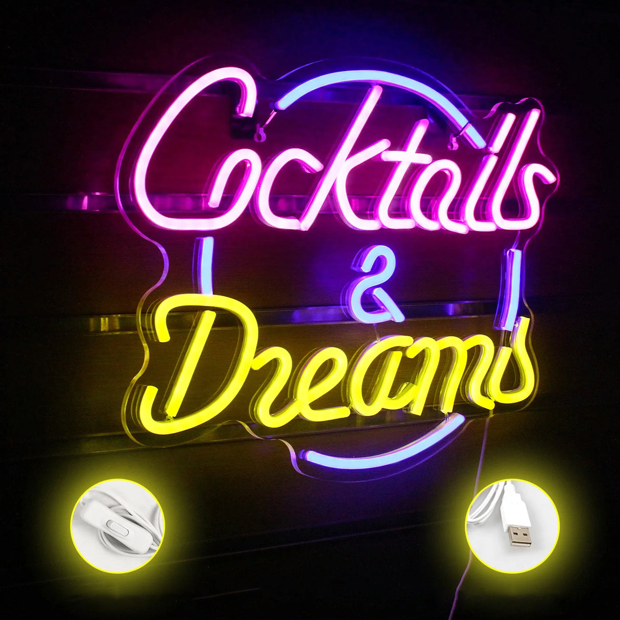 Bar/OPEN/Beer/Cheers/Cacktails LEDネオンサイン(ネオン看板)