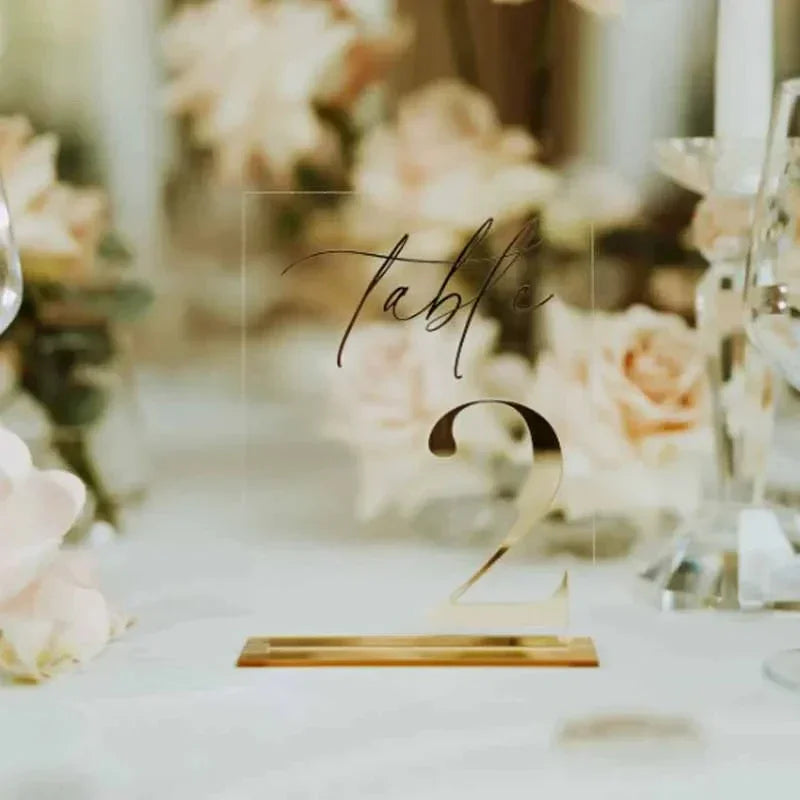 イベント・結婚式装飾|アクリルゴールドミラーウェディングテーブルナンバー