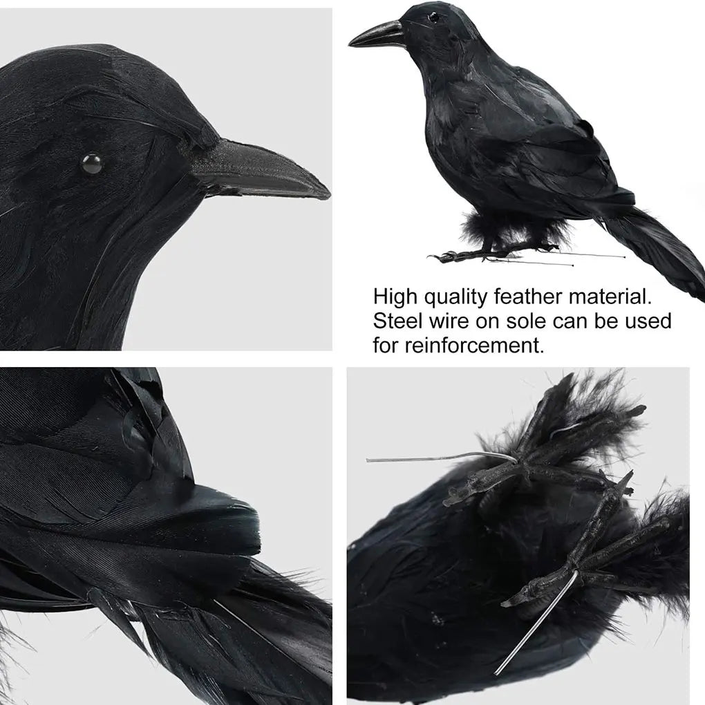 イベント・ハロウィングッズ|リアルな黒いカラスのオーナメント6個セット