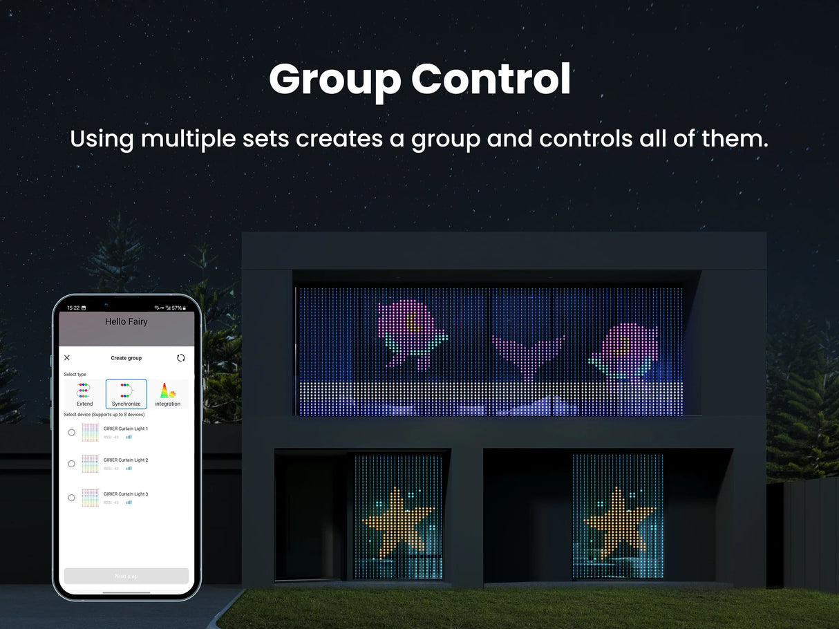 カーテンライト|イベント・クリスマス装飾| Bluetoothスマートカーテンライト(幅2m)