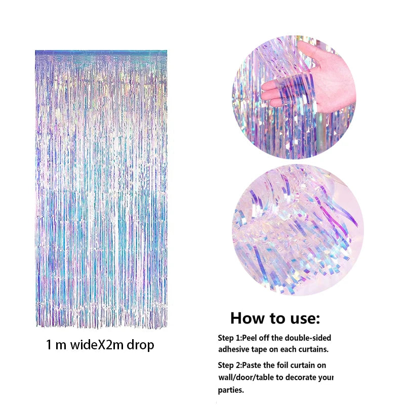 パーティー・インテリア用装飾 キラキラ!オーロラカラーカーテン 光反射