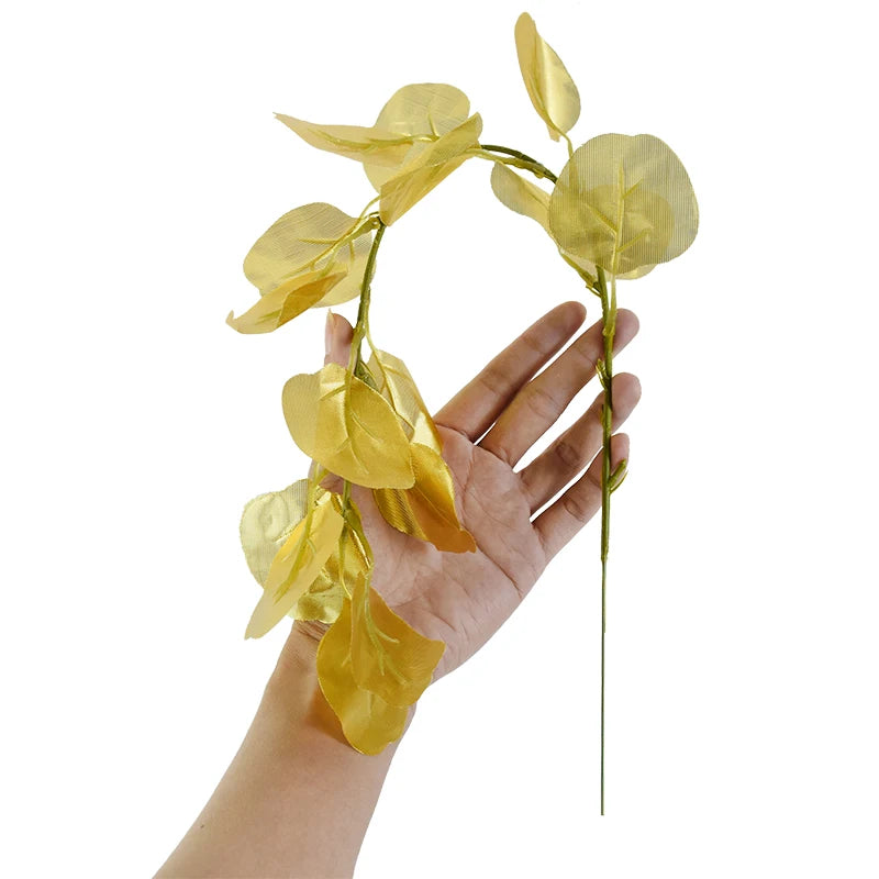 人工トロピカルヤシの葉・5個入り・ゴールドシルク・タートルリーフ