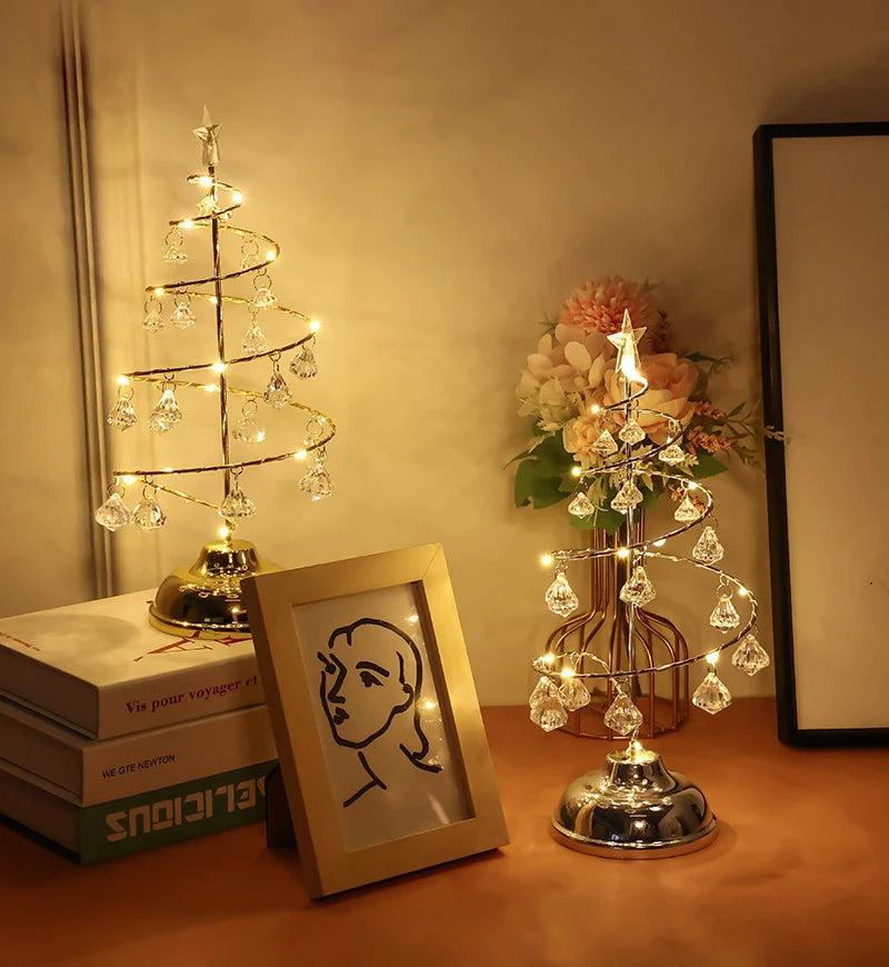 モチーフライト|イベント・パーティー装飾|LED クリスタルツリーテーブルランプ(高さ33c) 電池式