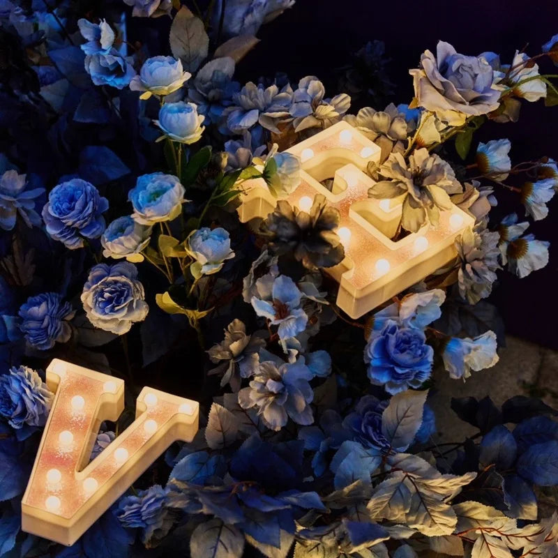 【LED装飾】LEDライト・デコレーションライト(ハート/数字/アルファベット)ピンク 16cm