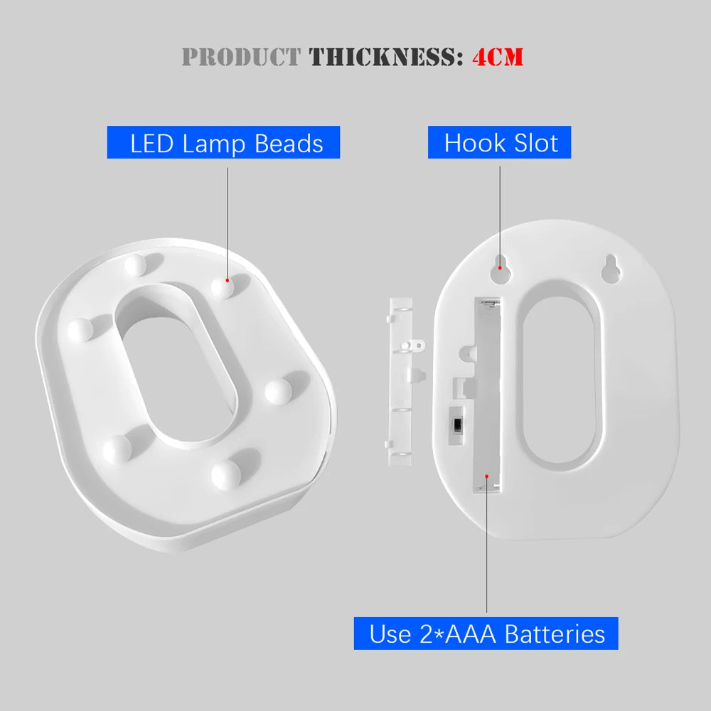 LEDナイトライト 【アルファベット・数字型】(乾電池式)