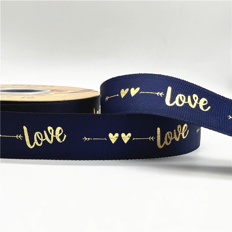 グログラン LOVEリボン 25mm 幅 5ヤード