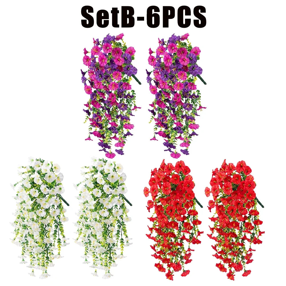 パーティー・ガーデン装飾 造花 ペチュニアフェイク植物 UV耐性 屋外装飾対応