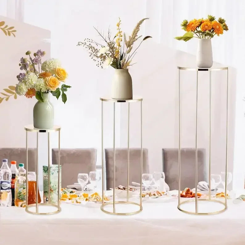 結婚式・インテリア装飾|ゴールドメタルフラワースタンド3ピースセット