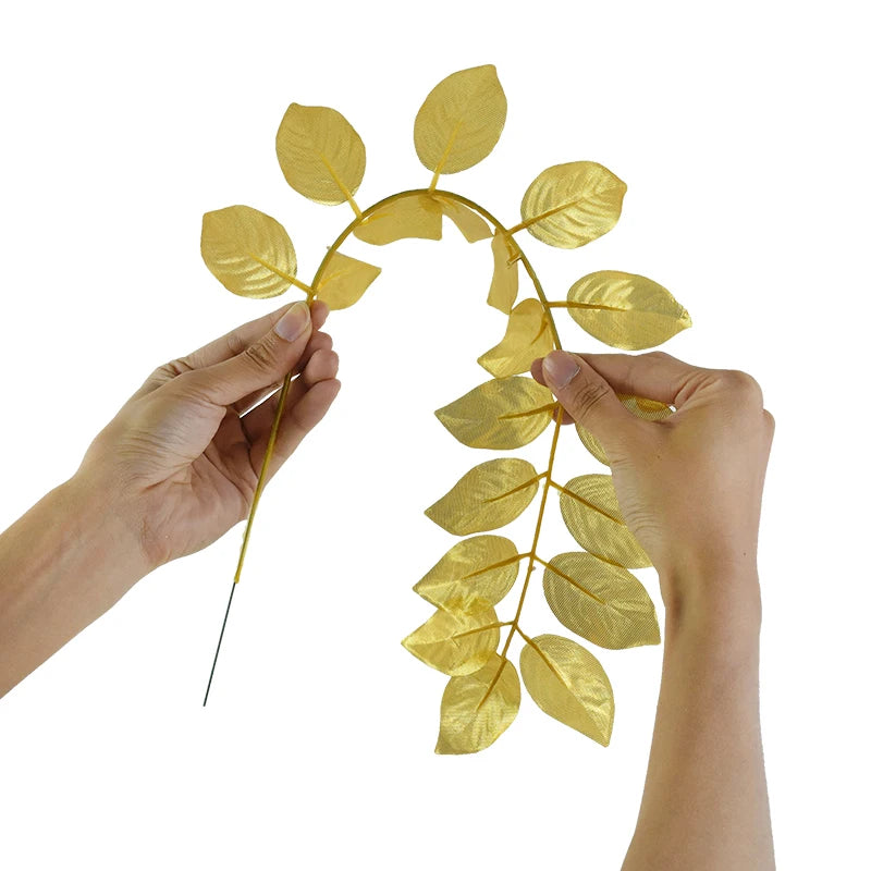 人工トロピカルヤシの葉・5個入り・ゴールドシルク・タートルリーフ