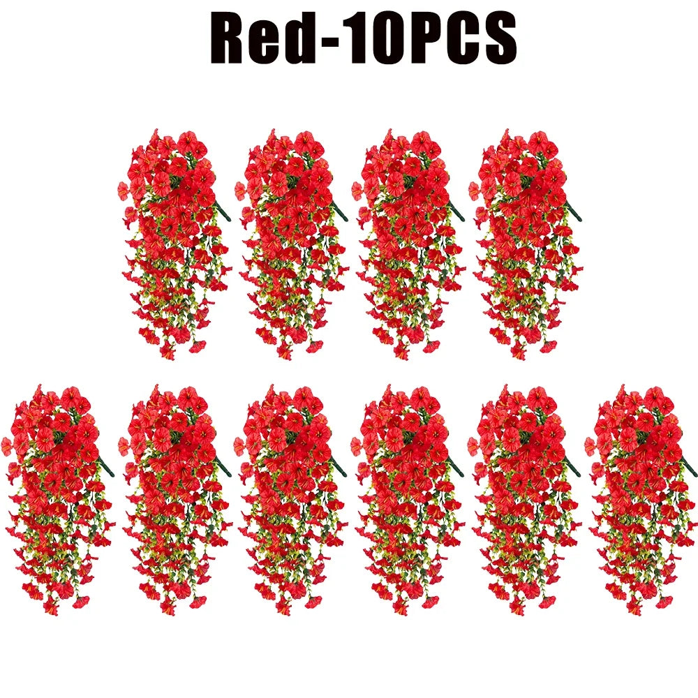 パーティー・ガーデン装飾 造花 リアルなペチュニア再現 2種類シルク製造花ブーケ 紫外線対策