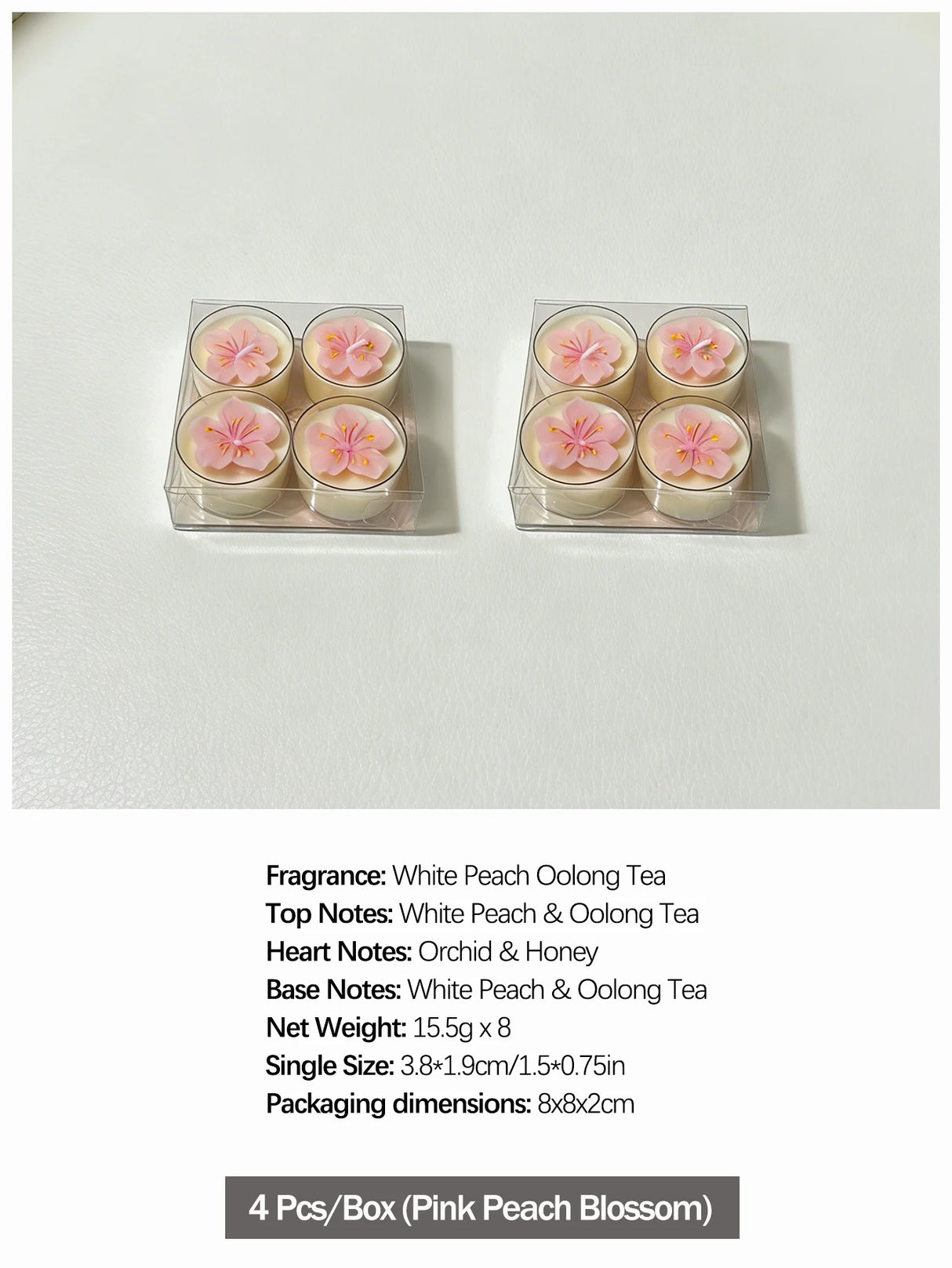 ピンクピーチブロッサム香りのティーライトキャンドル4個セット