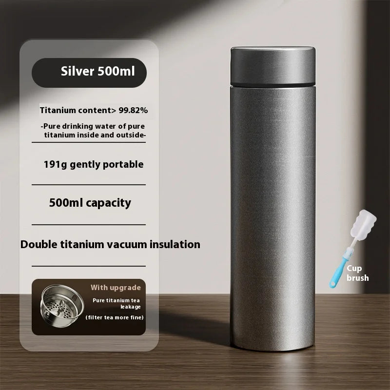 |イベント・ノベルティ用品 | 純チタン断熱カップ 茶水分離機能付き| 200ml/300ml/500ml