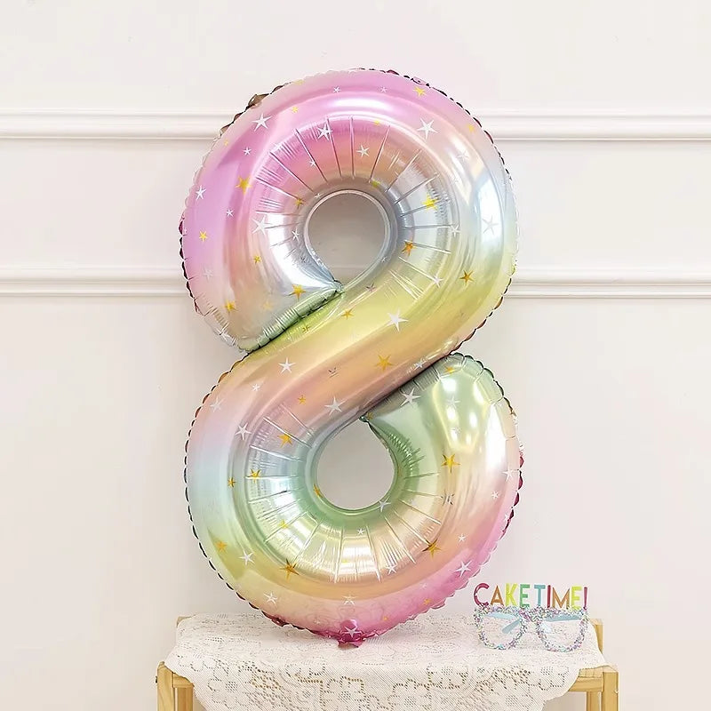 イベント・バルーン装飾|レインボー数字バルーン(1個)