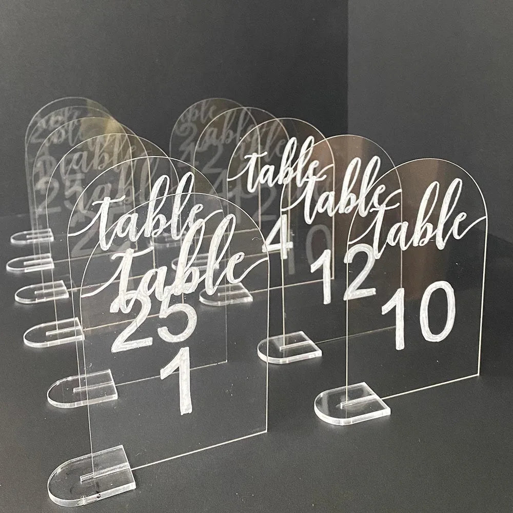 イベント・結婚式装飾|DIYホワイトアクリルテーブルナンバースタンド10個セット