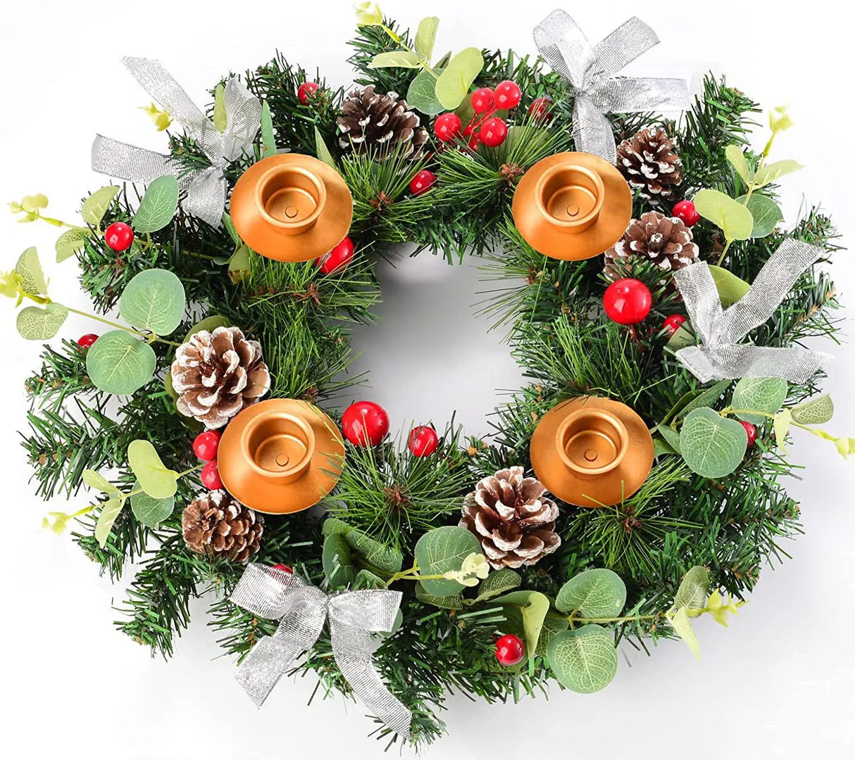 クリスマスリース|リボン付きクリスマスデコレーションリース