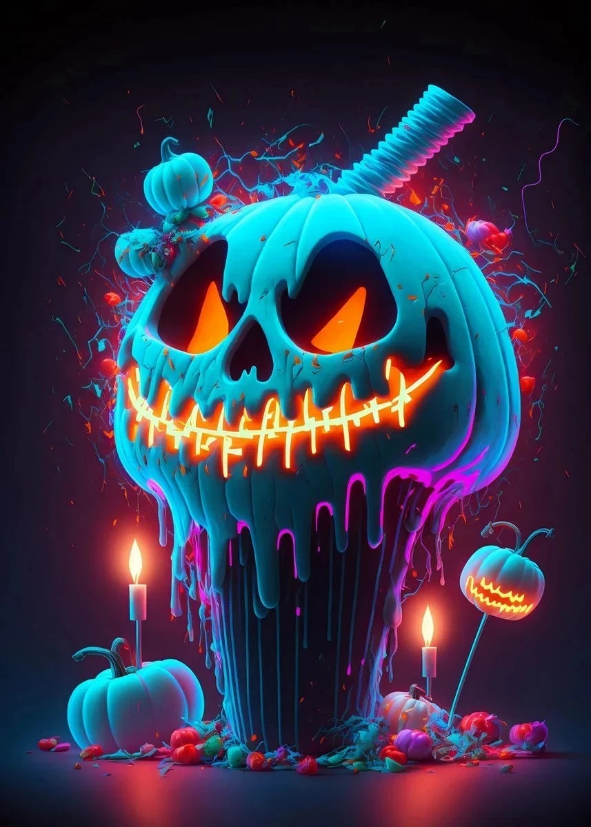 イベント・ハロウィングッズ|ネオンパンプキンキャンバスアート