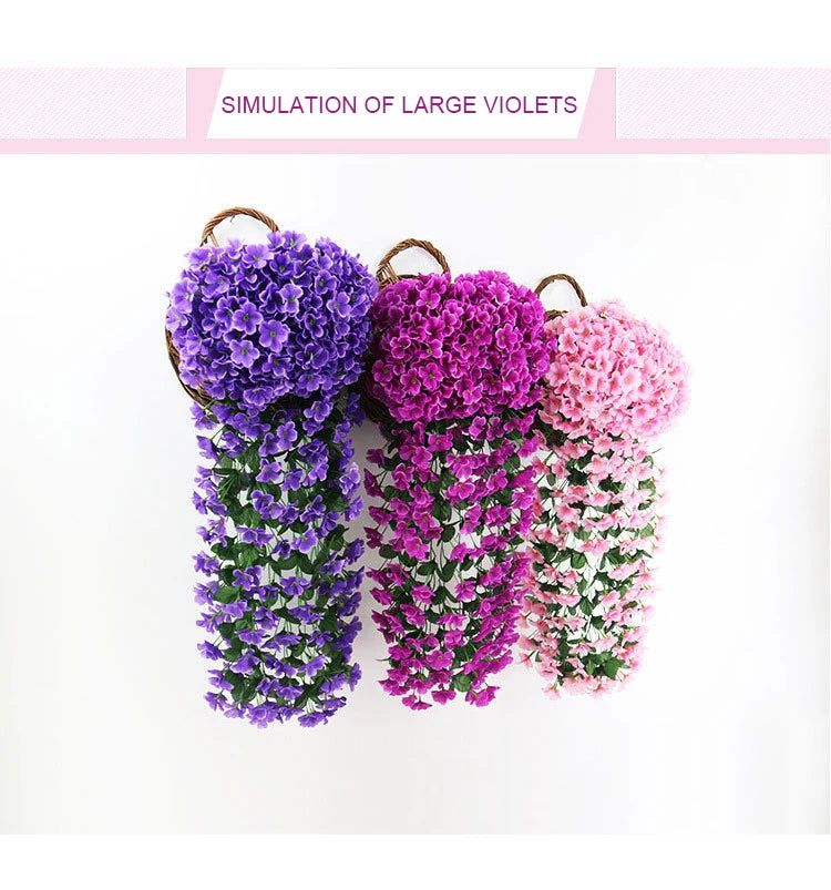 造花ハンギングローズ&アイビー壁掛け