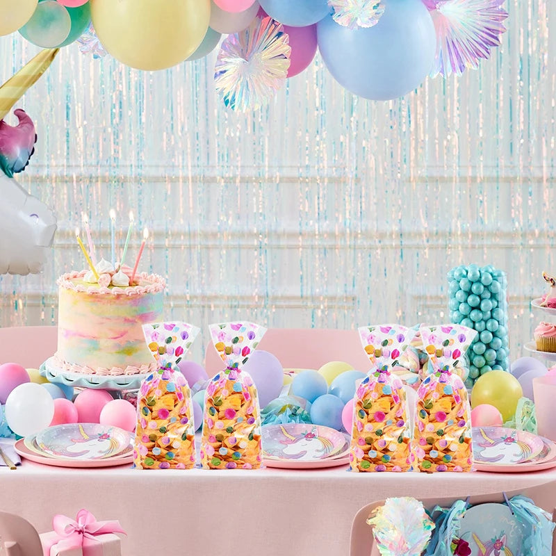 |イベント・ノベルティ用品 | レインボー水玉柄ギフトバッグ 25/50枚セット | W14.4×H27.5㎝