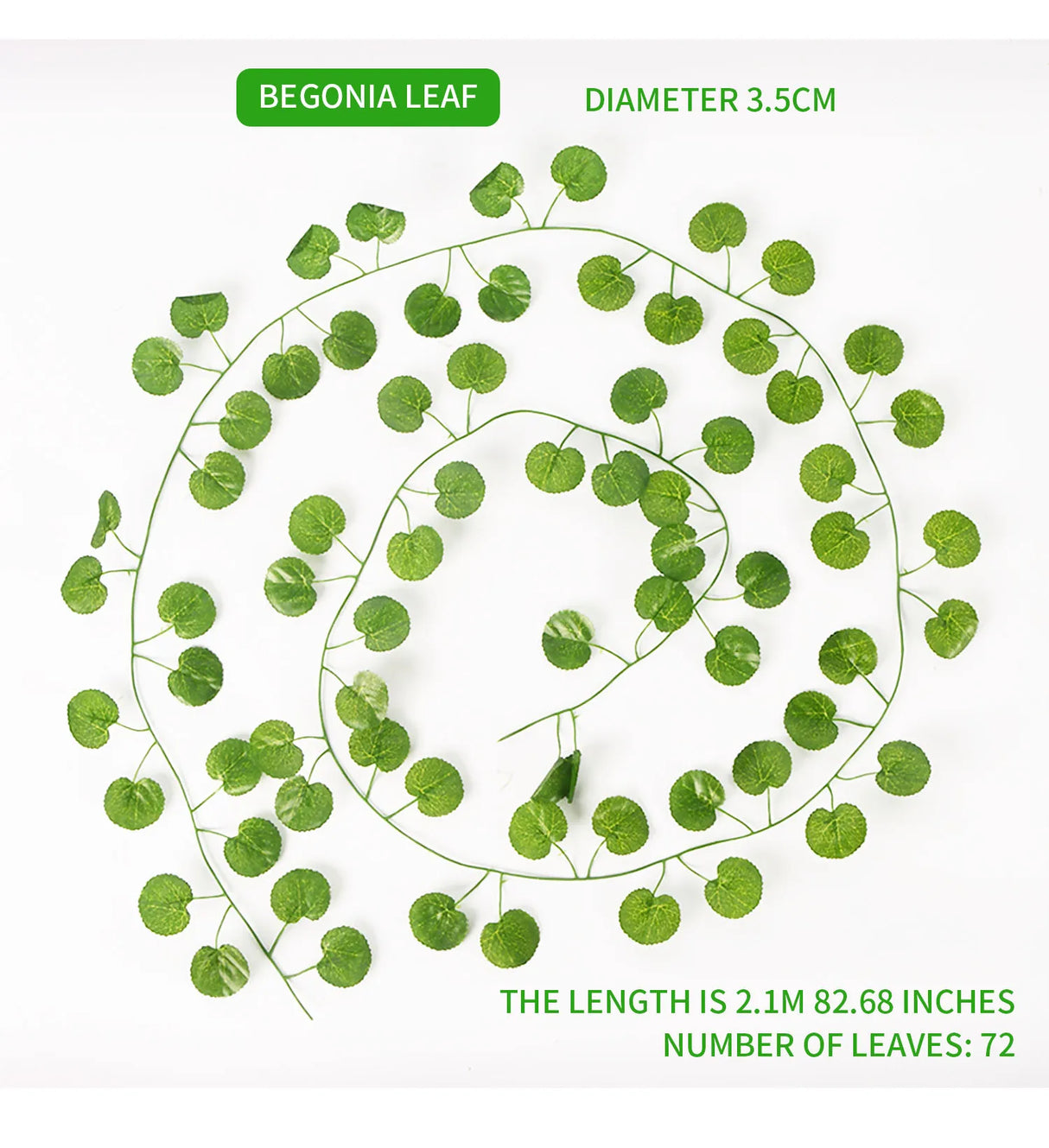 2.1m・グリーン・アイビー・リーフ