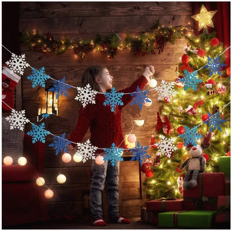 イベント・クリスマス装飾|スノーフレークテーマの誕生日&クリスマス旗