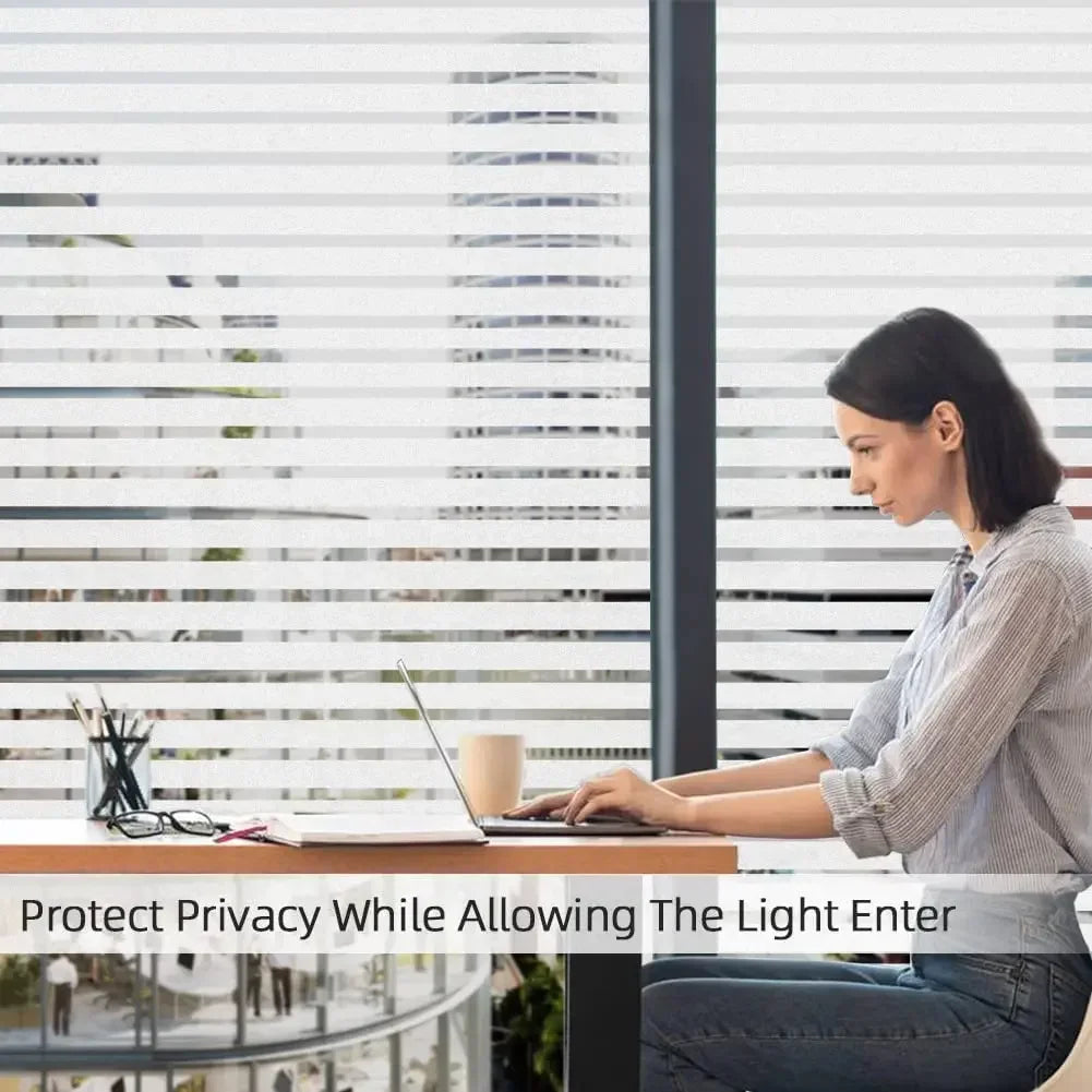 すりガラス風 ウィンドウフィルム ストライプ柄(UVカット・静電気吸着タイプ)