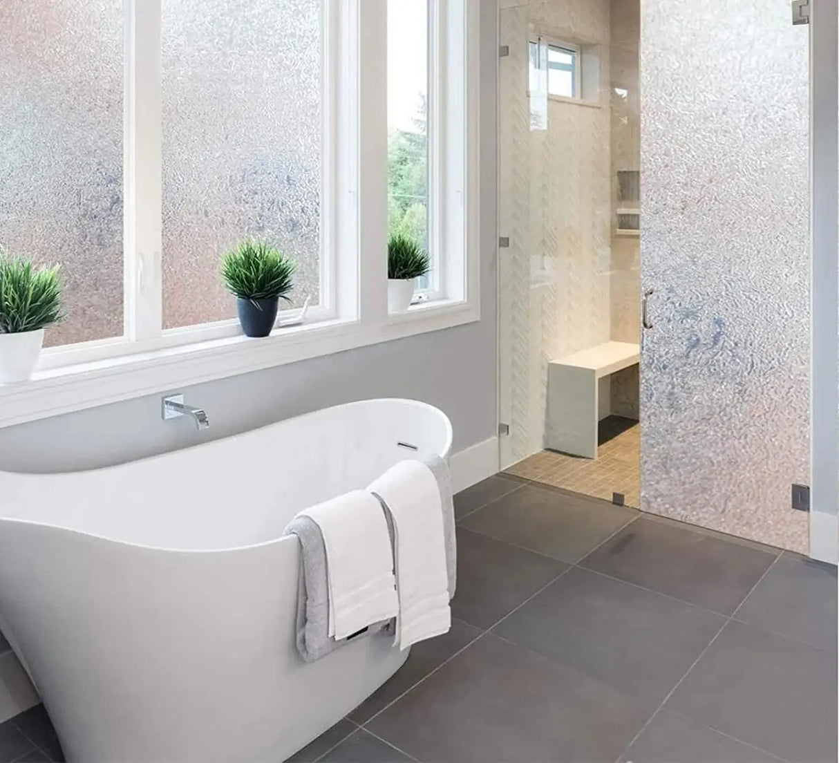 【静電気吸着】レトロなすりガラス風ガラスフィルム – UVカット&断熱効果