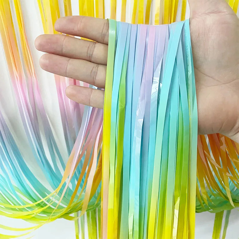 パーティー・インテリア用装飾 オーロラ・レインボーカラーカーテン 長さ1M/2M/3M