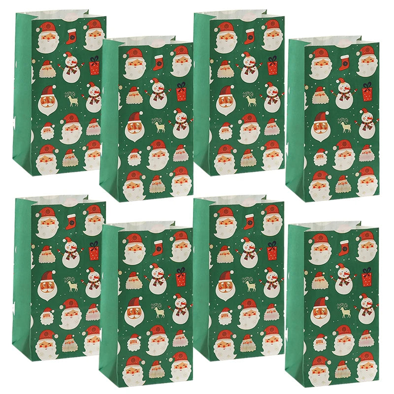 イベント・クリスマス装飾|クリスマス柄紙製バッグセット(8個)