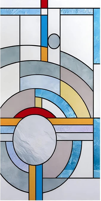 【UVカット・静電気吸着タイプ】ステンドグラス風 ウィンドウフィルム(モダン柄6パターン)