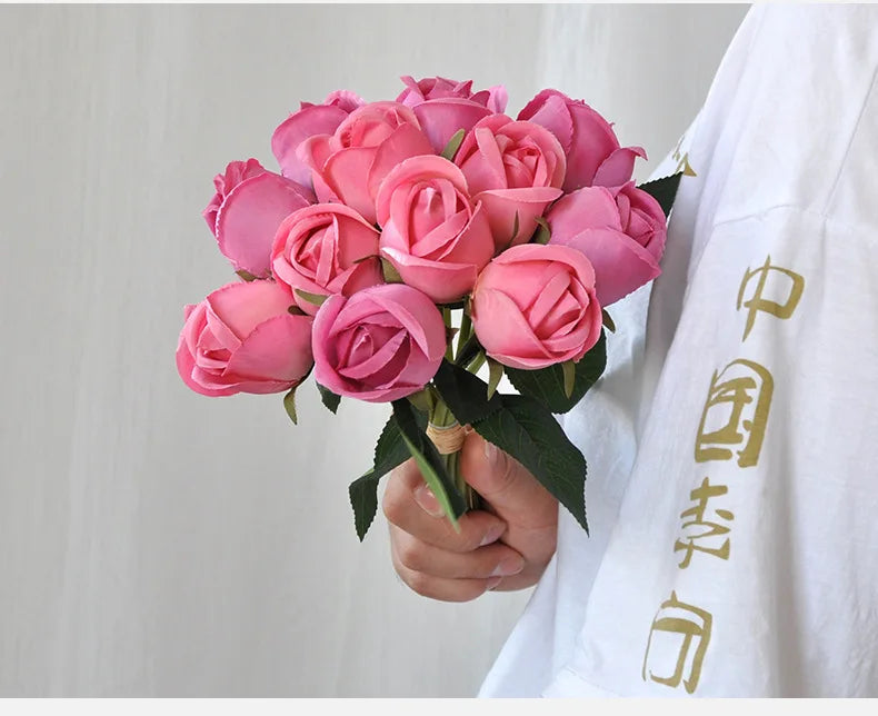 パーティー・インテリア装飾|造花シルクローズブーケ(25cm)