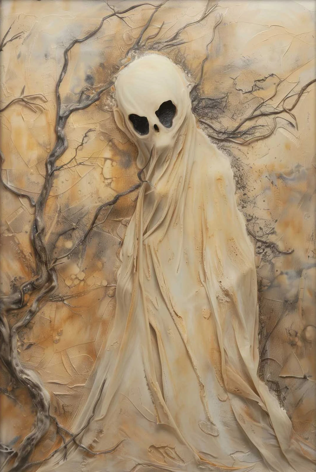 イベント・ハロウィングッズ|不気味な抽象スケルトンキャンバスアート