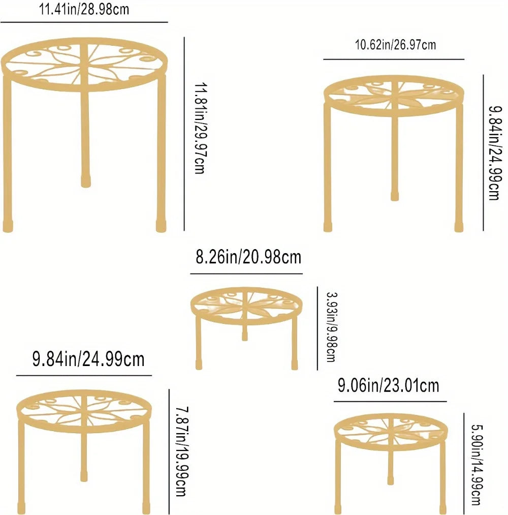 屋内外対応ゴールド植木鉢ホルダーセット