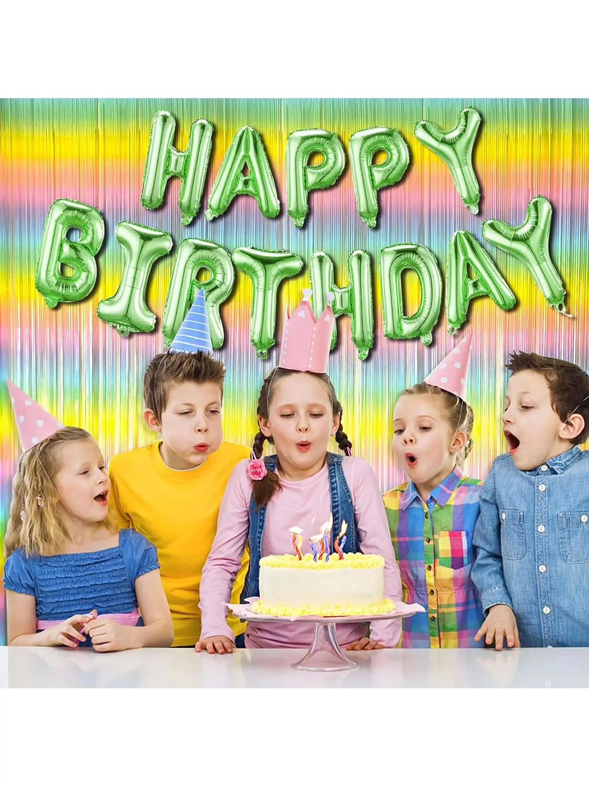 パーティー・インテリア用装飾 レインボーカラーカーテン 1M×2M ホイル素材