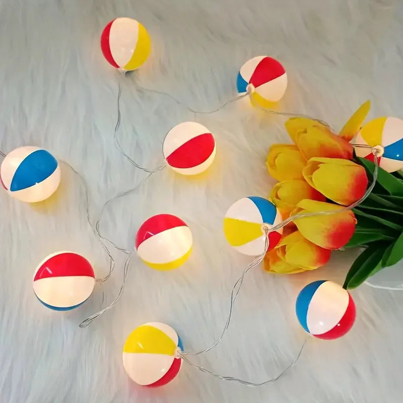 イベント・ハロウィン装飾|野球・サッカー・ビーチバレーボール型LEDストリングライト(1.5M/3M/6M)