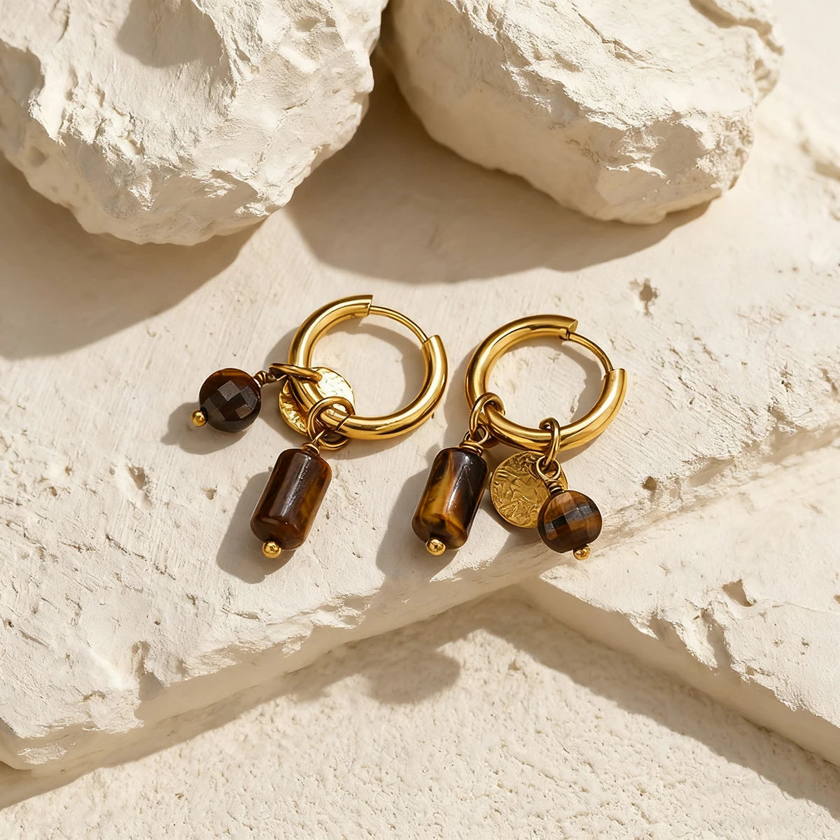 ヴィンテージボヘミアン タイガーアイイヤリング