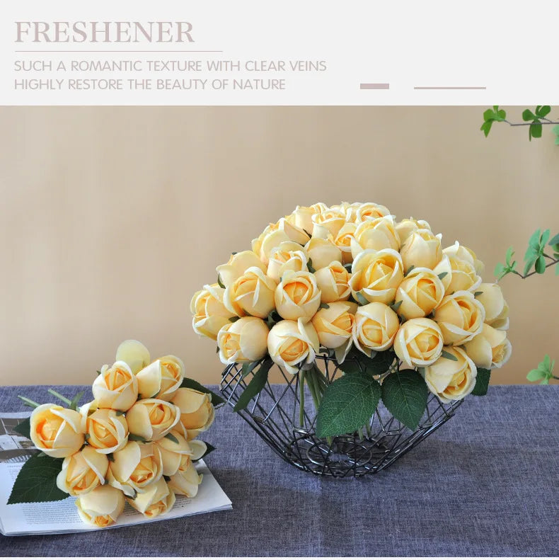 パーティー・インテリア装飾|造花シルクローズブーケ(25cm)