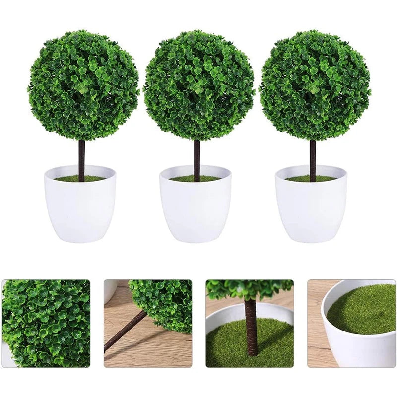 人工観葉植物・鉢植え・グリーン盆栽・スノーボール