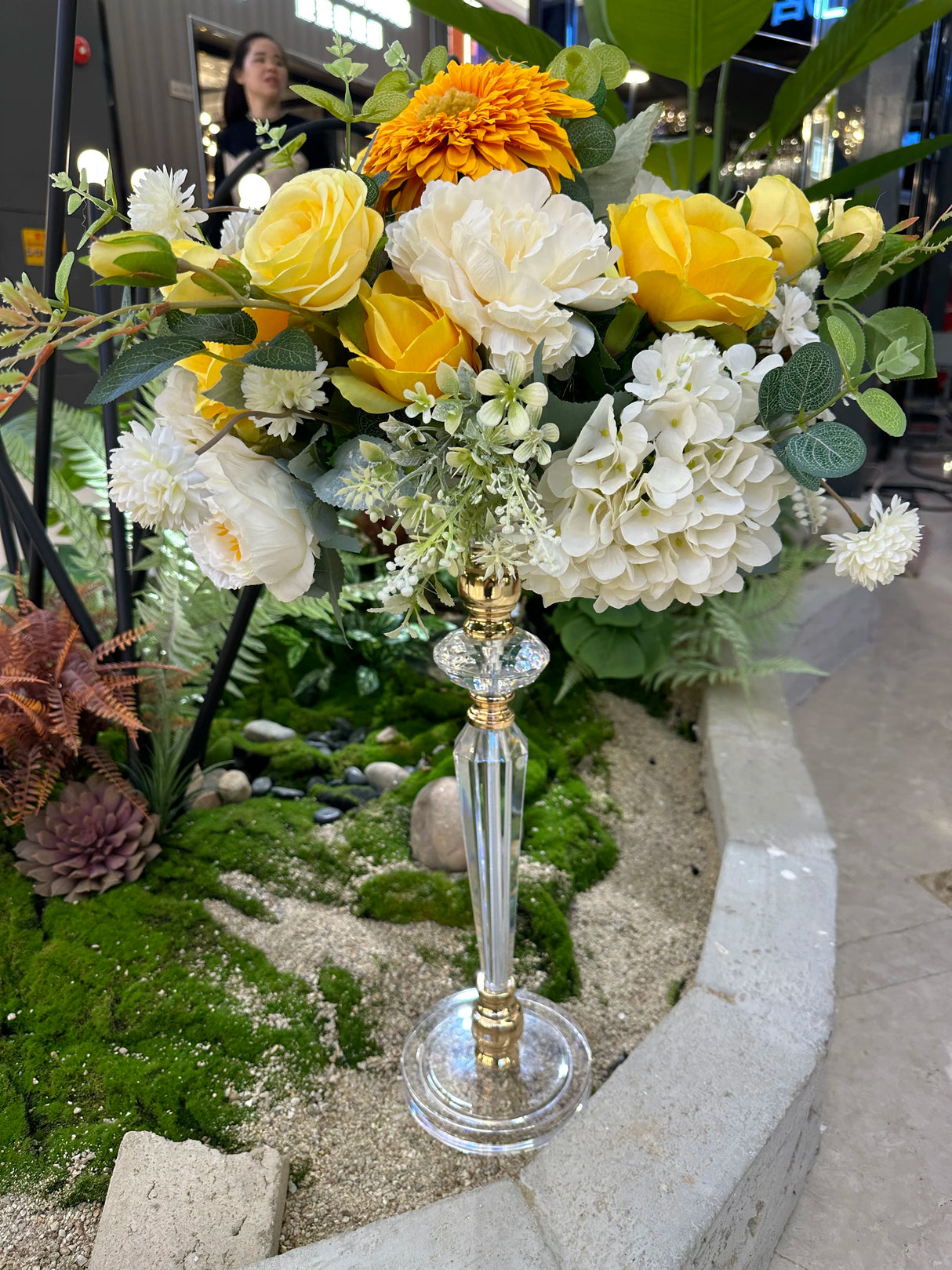 結婚式・インテリア装飾|高さ48cmアクリル製ゴールド&シルバー花瓶