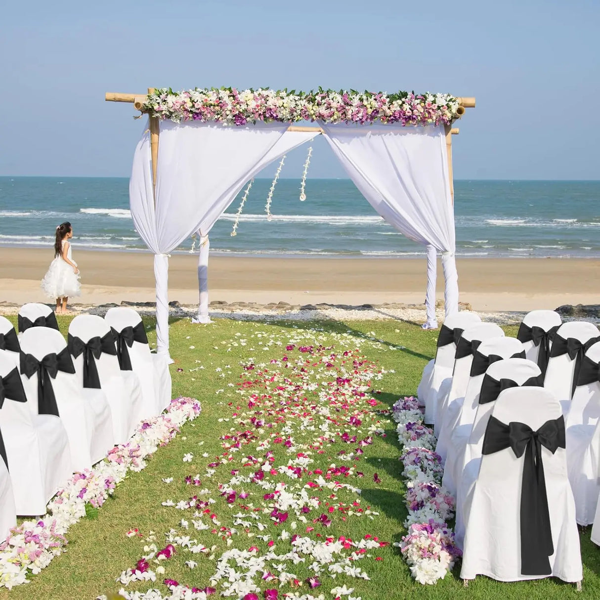 インテリア・パーティ装飾 | サテン椅子リボンセット | 全長2.75m