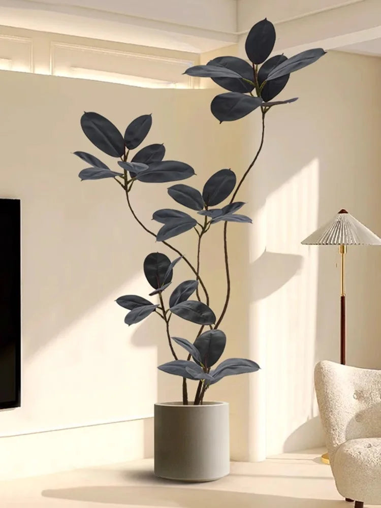 70インチの大型人工植物・フェイクフィカスツリーの枝・プラスチックゴムの葉・背の高い緑の風景