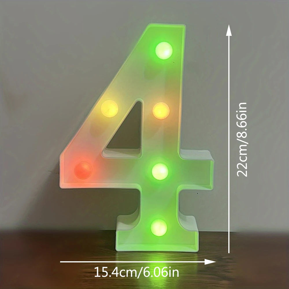 【LED装飾】LEDライト・デコレーションライト(アルファベット/数字)マルチカラー 22cm