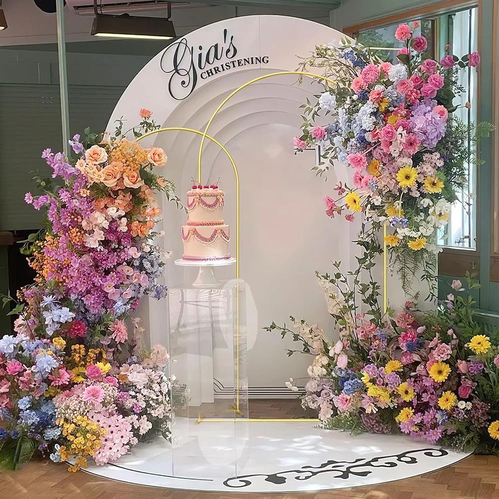 アーチ型メタルフレームスタンド ゴールド バルーンアーチ・ウェディング背景装飾用