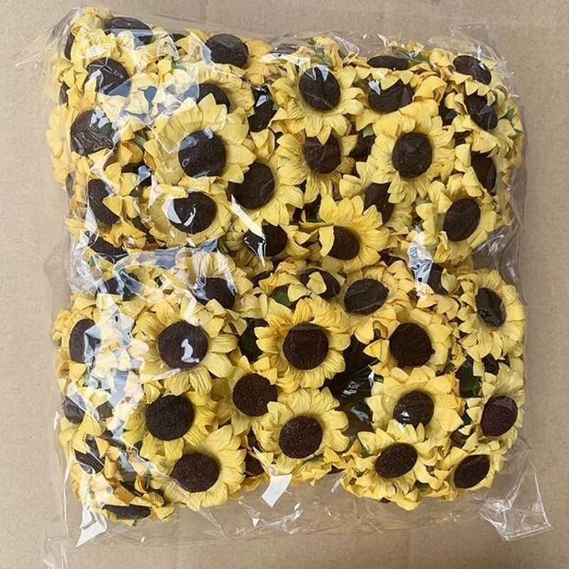 人工ひまわり 紙花 3.5cm/100個セット【エコ素材】DIY・パーティー装飾・ウェディング用