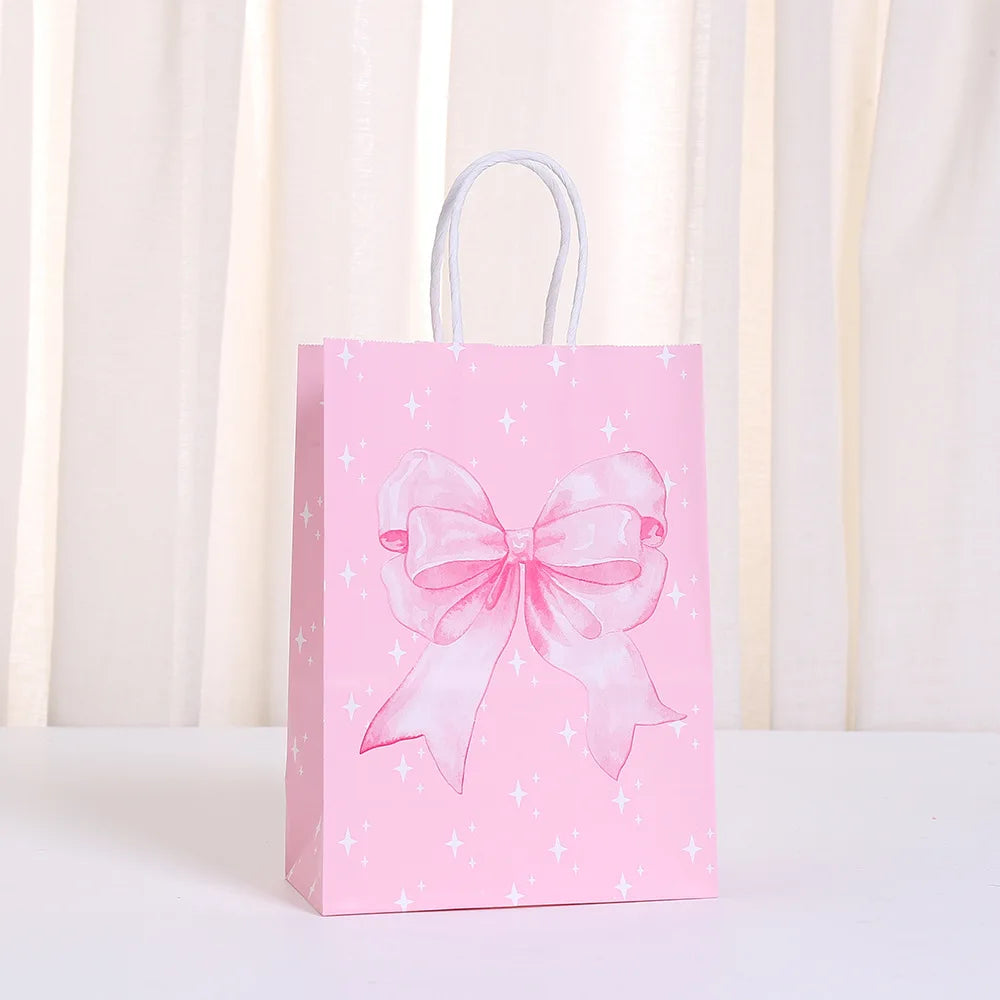 |ノベルティ用品 | リボン柄プリント紙ギフトバッグ | W15×H21×D8c