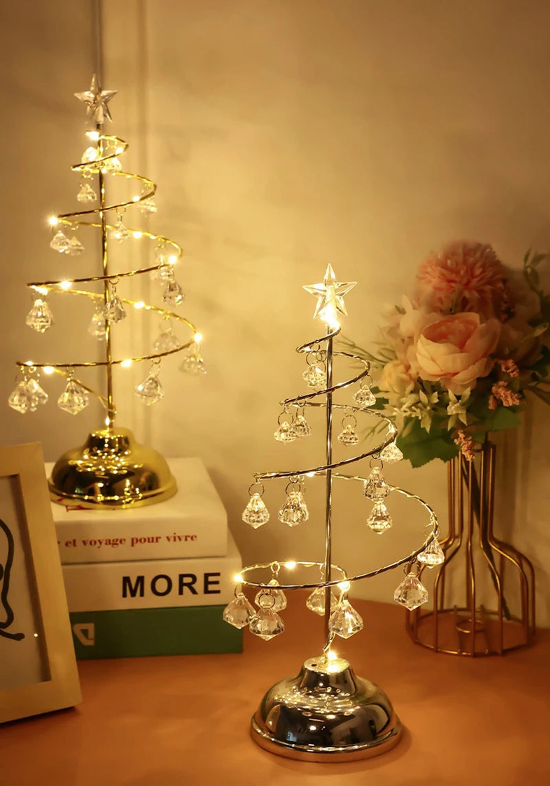 モチーフライト|イベント・パーティー装飾|LED クリスタルツリーテーブルランプ(高さ33c) 電池式