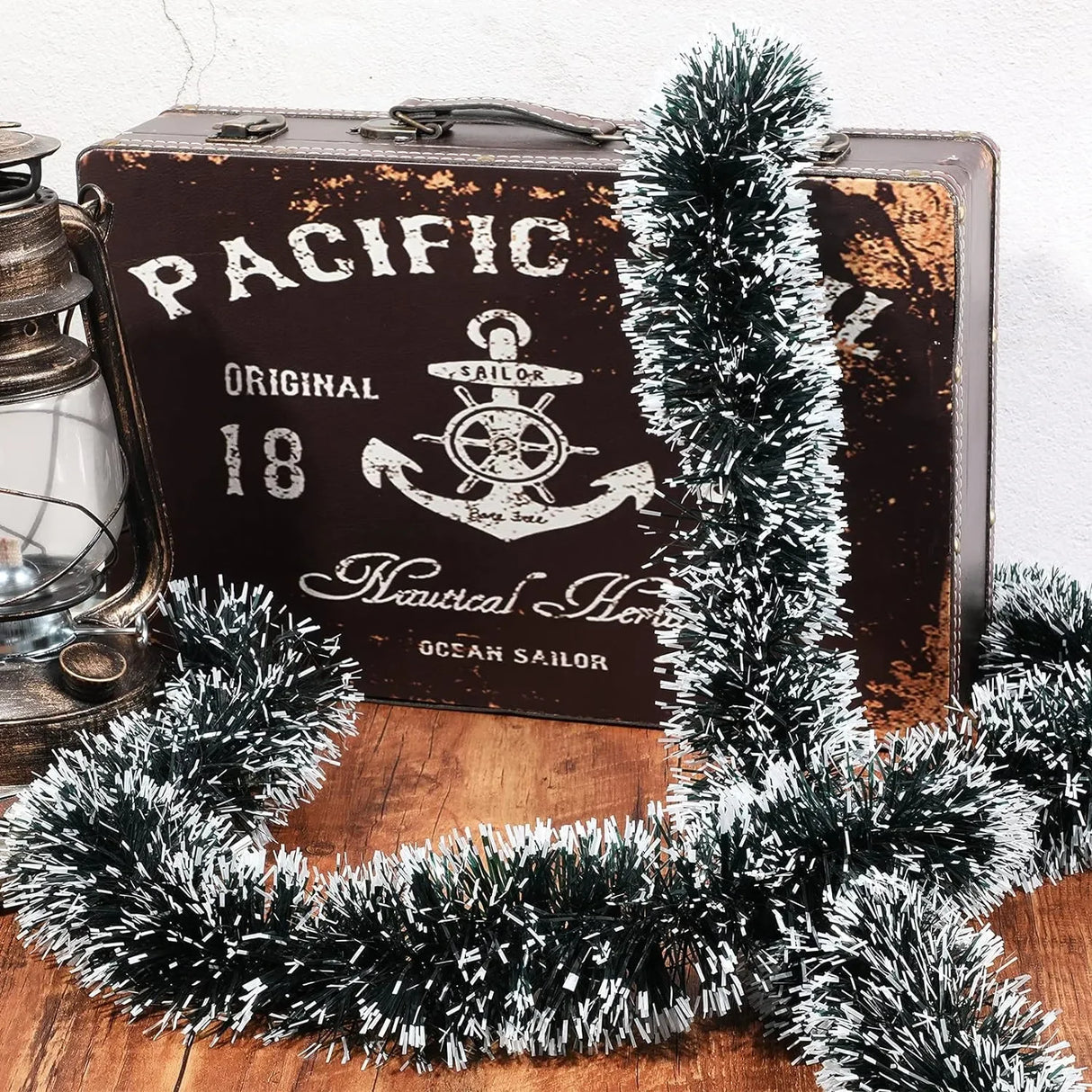 クリスマスリース|メタリックストリーマー 緑 2m